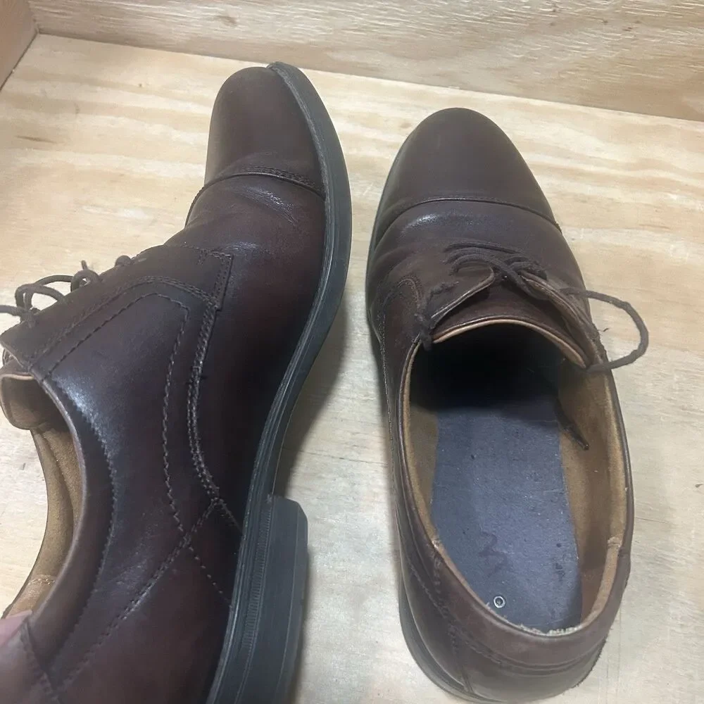 Florsheim Cognac Dark Brown Leather Cap Toe Oxford Shoes Sz 10.5 EEE Extra Wide
